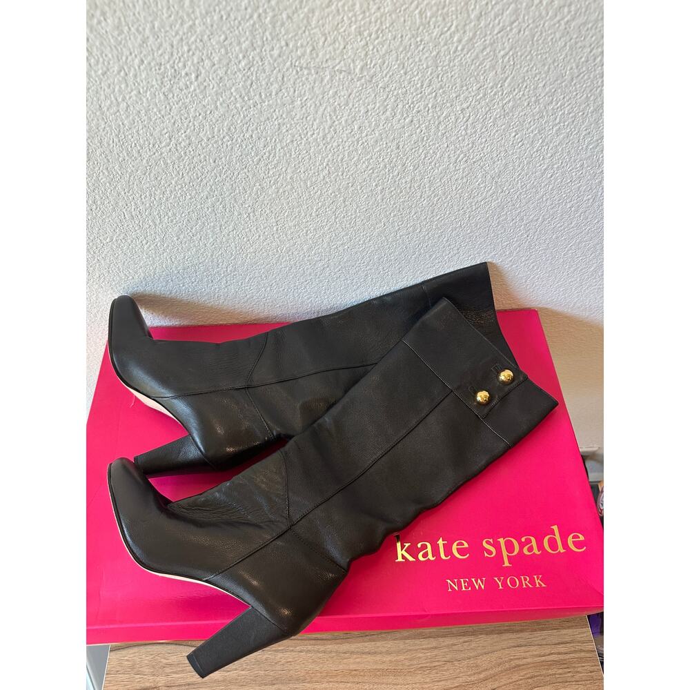 Kate Spade Belinda2 Black Leather Knee-High Boots Women’s 7.5M